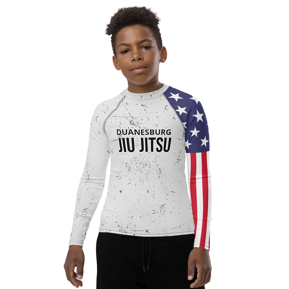 Thumbnail: Duanesburg Youth White Rash Guard (Sizes 8 - 20)