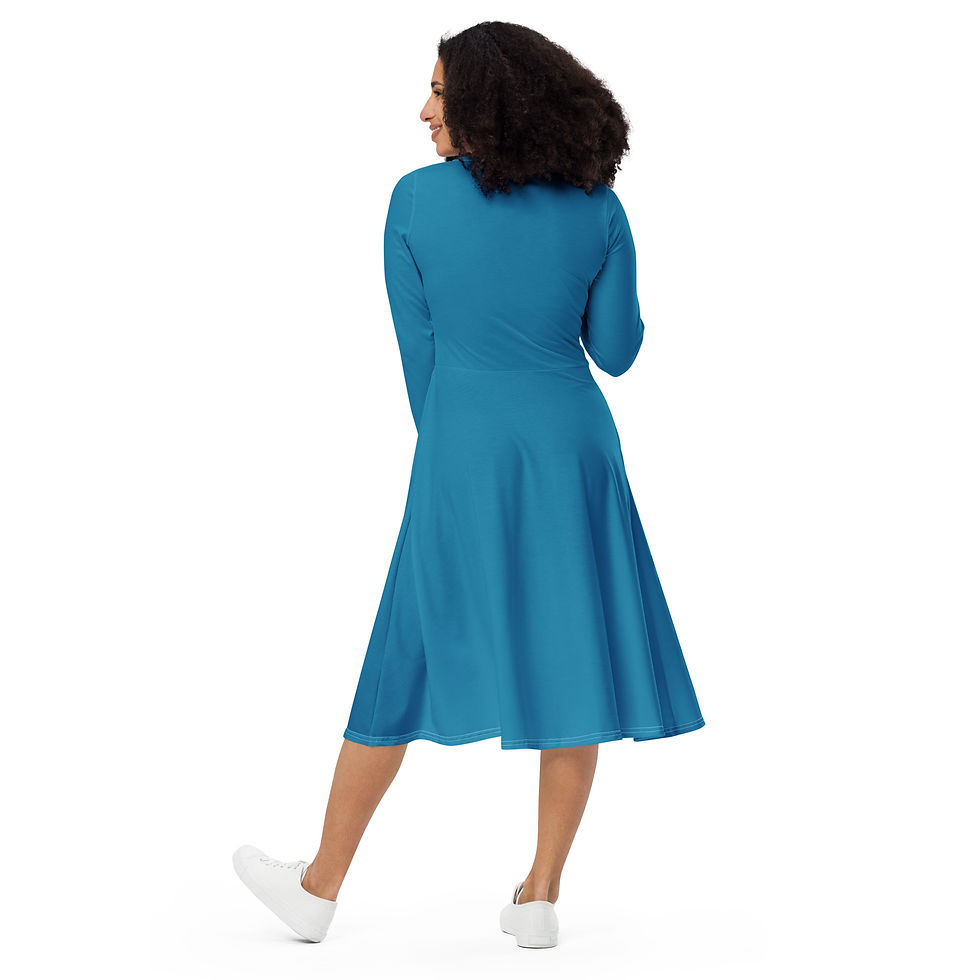 Thumbnail: All-over print long sleeve midi dress