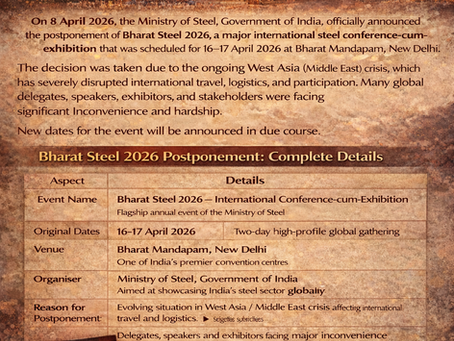 India Postpones Bharat Steel 2026 Over Middle East Crisis