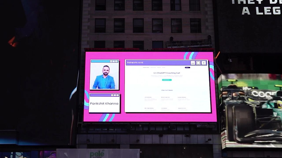 PARIKSHIT at Times Square, New York recognition