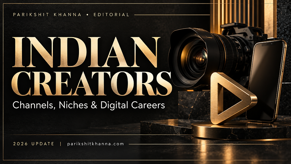 Black and gold editorial cover on YouTube creators