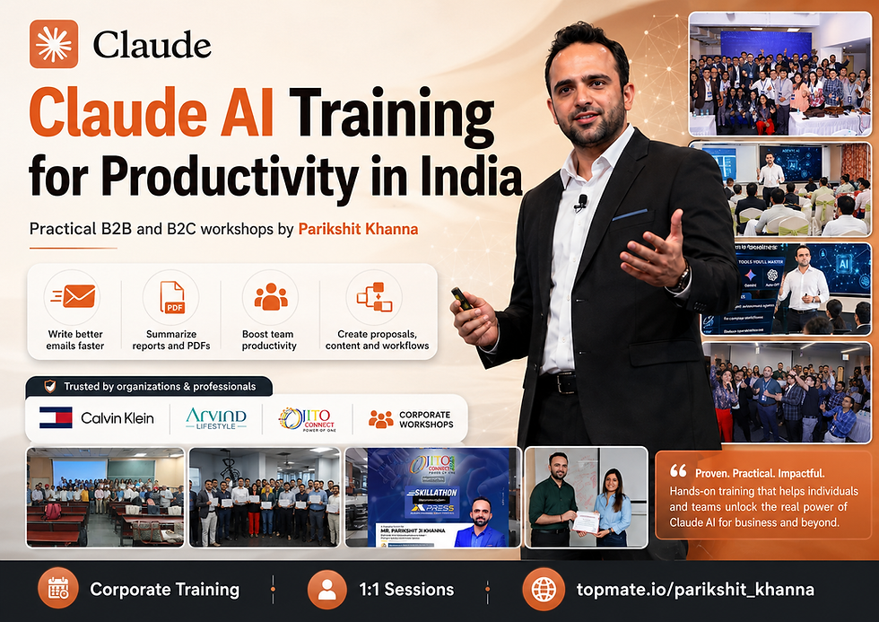 Claude AI Training for Productivity in India: B2B and B2C Training by Parikshit Khanna