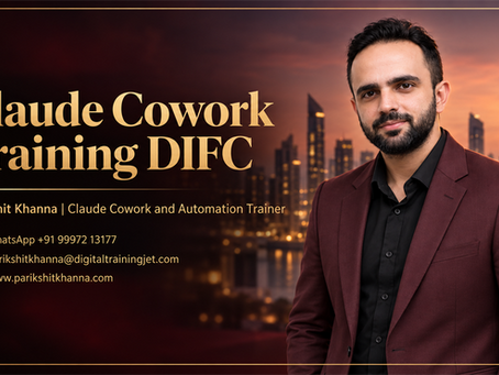Parikshit Khanna presenting Claude Cowork training for DIFC finance and legal teams