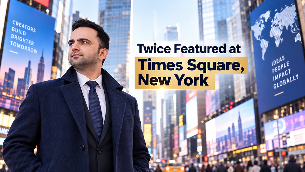 PARIKSHIT KHANNA WAS FEATURED TWICE AT TIMES SQUARE