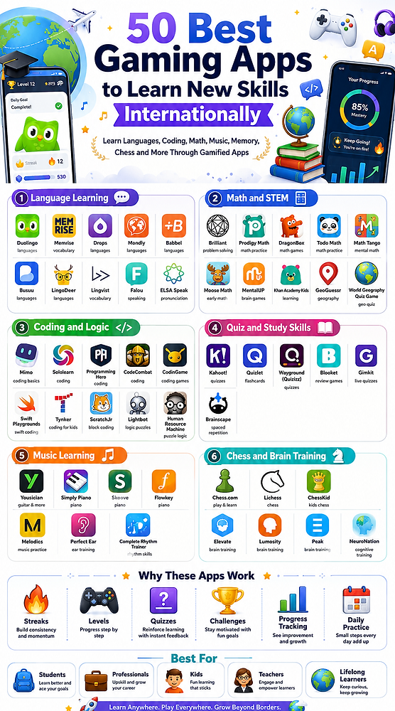 50 Best Gaming Apps to Learn New Skills Internationally