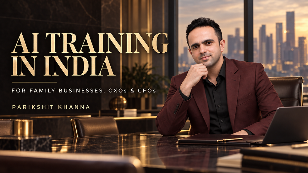 Parikshit Khanna in a refined Indian executive office with the words AI Training in India