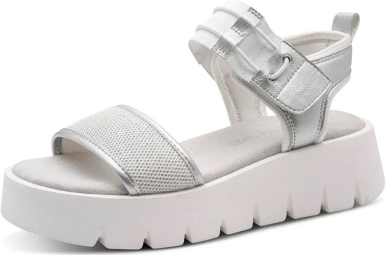 Marco Tozzi White/Silver Comb Sandal 28542