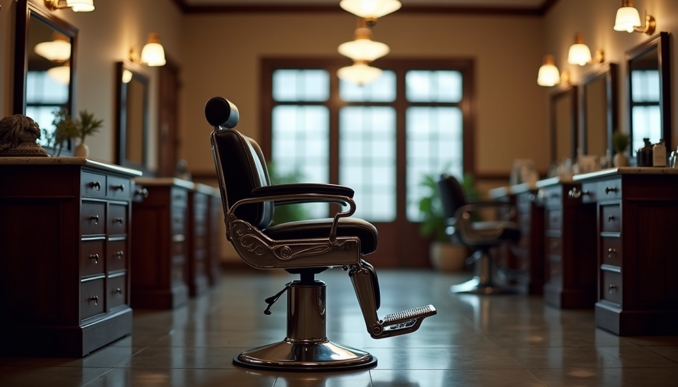 Eye-level view of a stylish barber's chair