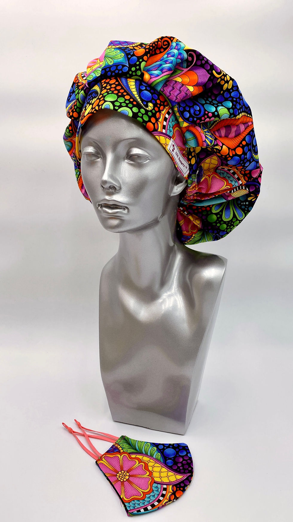 Thumbnail: “Carnival Floral” Satin-Lined Bonnet Set 