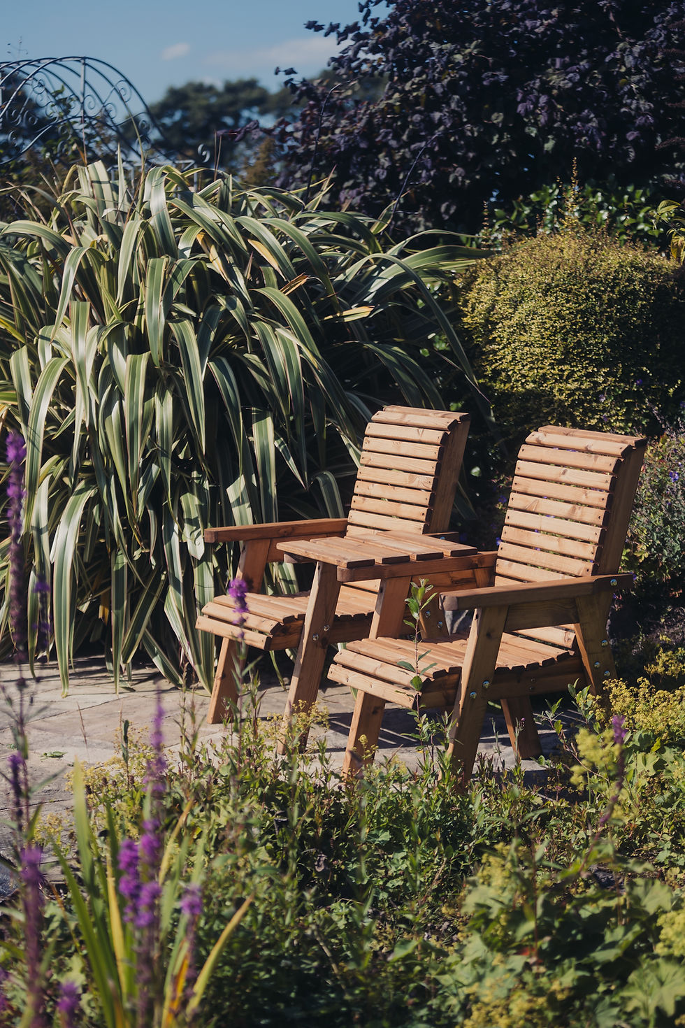 Thumbnail: Churnet Valley Valley Loveseat with Straight Tray - Pressure-Treated Redwood