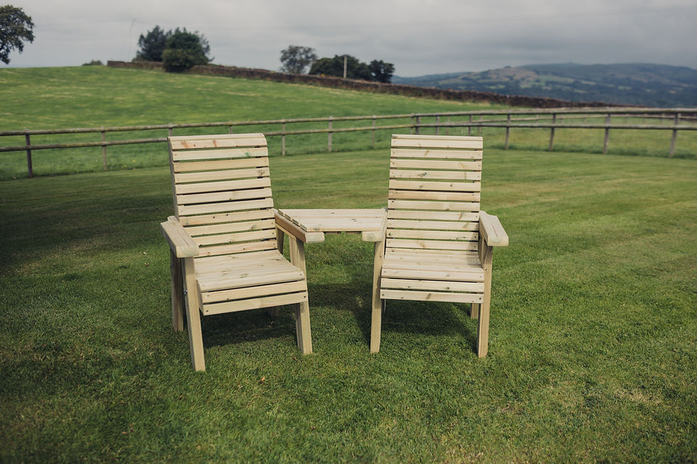 Thumbnail: Ergo Love Seat with Angled Tray | FSC Scandinavian Redwood | Pressure Treated