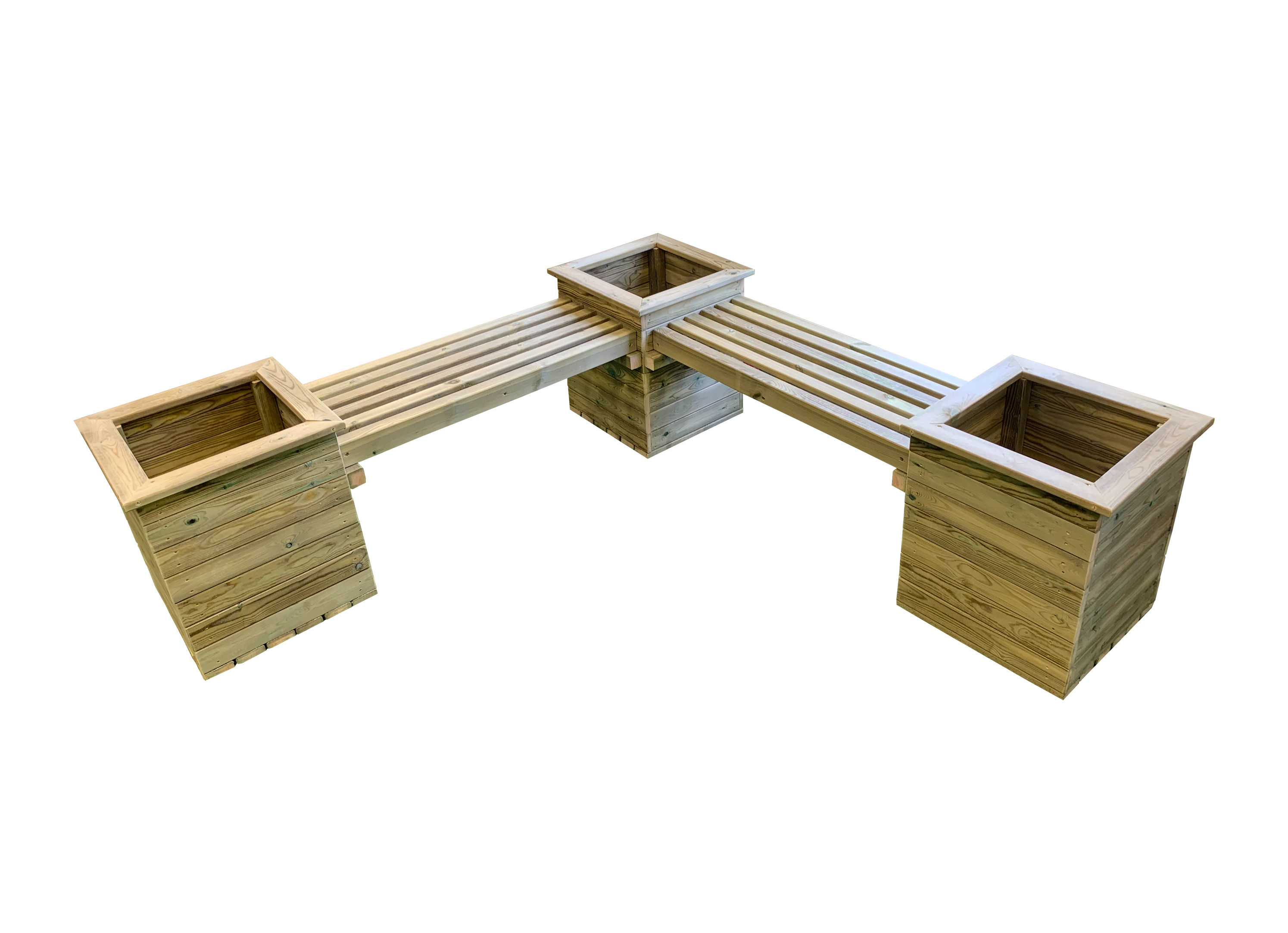 Churnet Valley 1.9m Corner Planter Set | Integrated Seating | Golden Oak