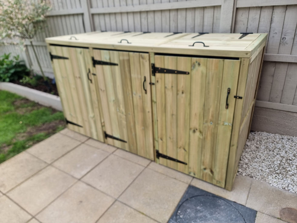 Thumbnail: Deluxe Triple Bin Storage-Pressure-Treated Scandinavian Redwood