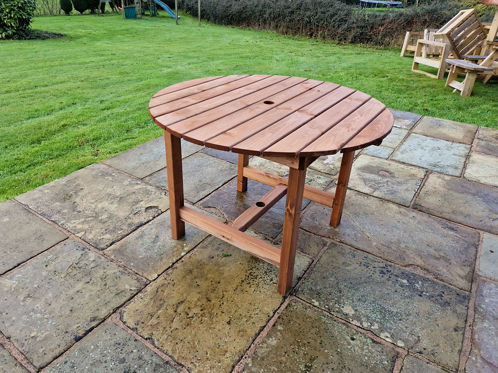 Thumbnail: Churnet Valley 4-Seater 113cm Round Table - Golden Oak Swedish Redwood