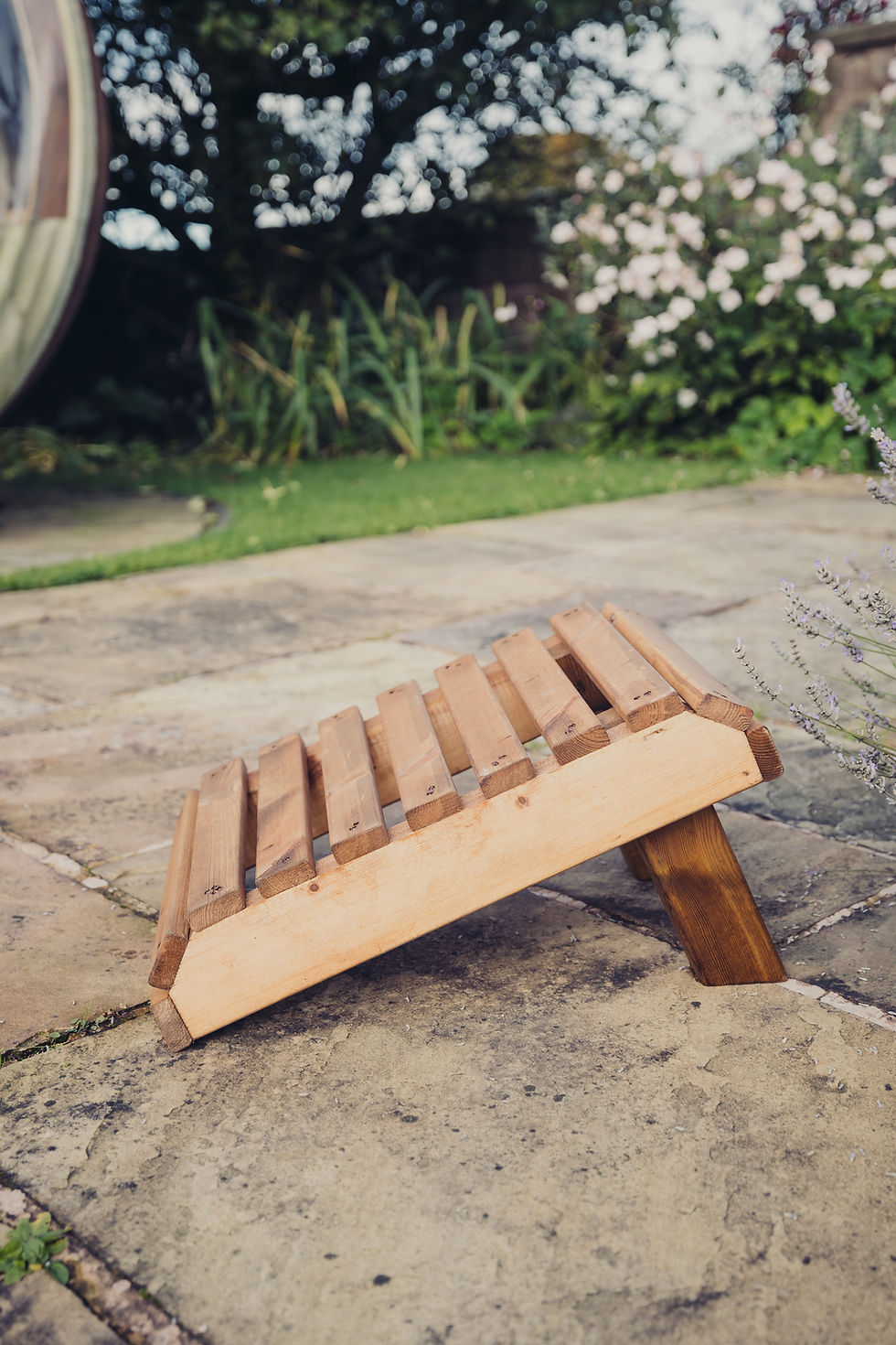 Thumbnail: Churnet Valley Pressure Treated Redwood Garden Footstool - Golden Oak