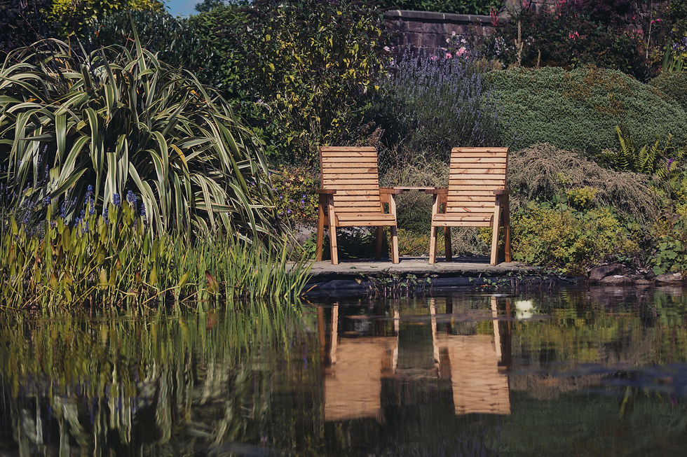 Thumbnail: Churnet Valley Valley Loveseat with Angled Tray - Pressure-Treated Redwood