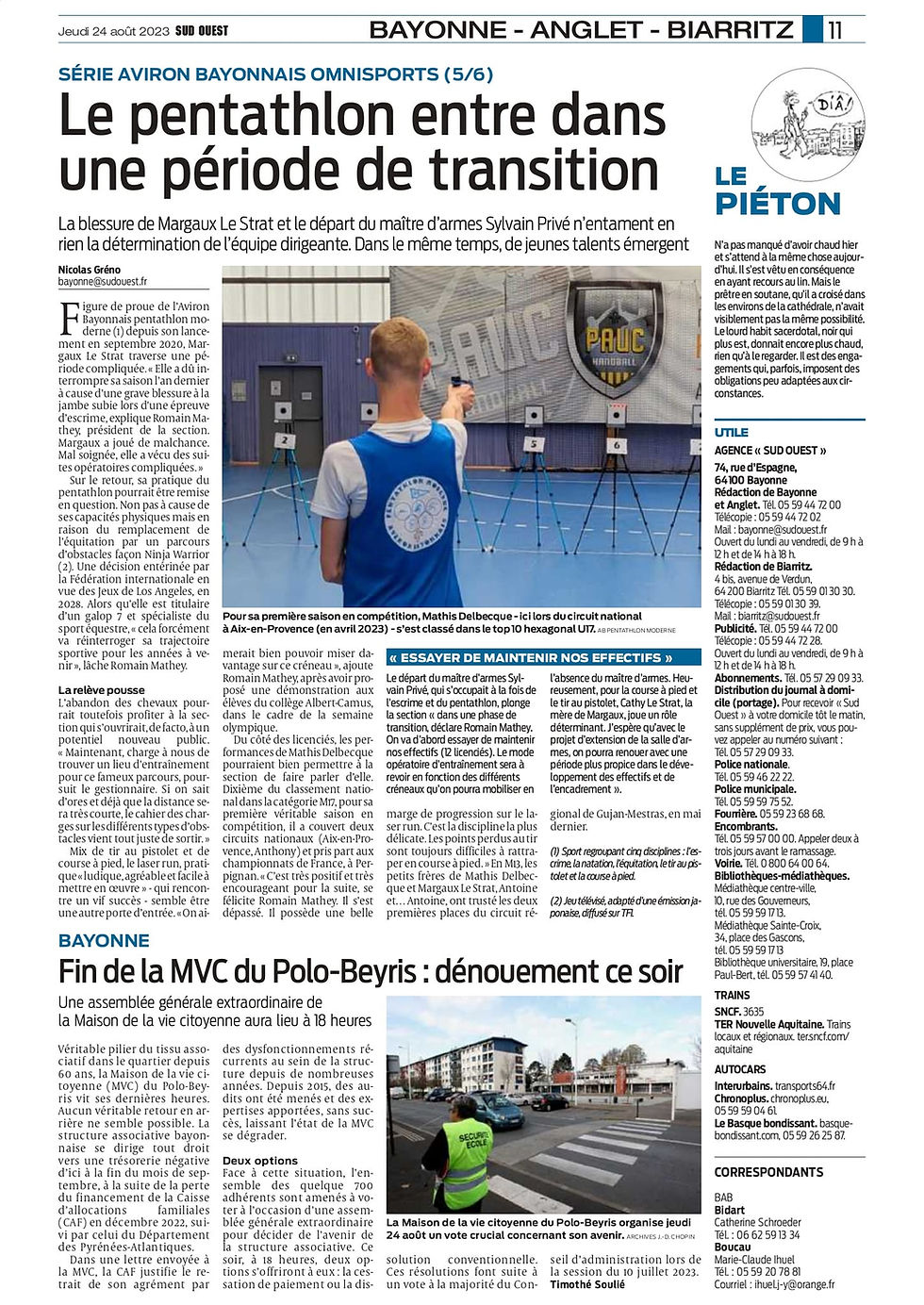 Pentathlon | "Le pentathlon entre dans une période de transition", Sud-Ouest