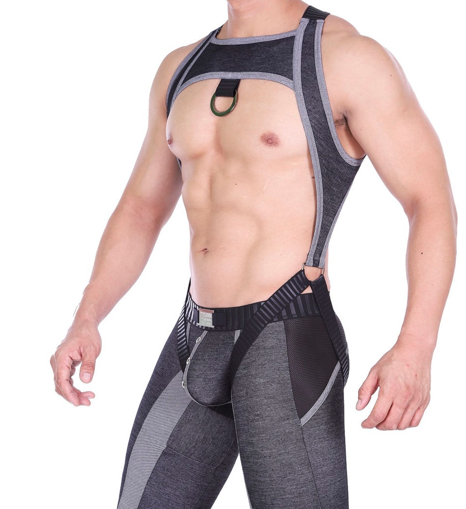 Party Body Harness in Heather Black Denim