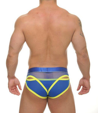 blue neon yellow mesh brief