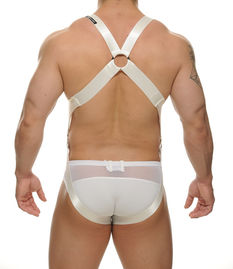 Men Party White Body Harness