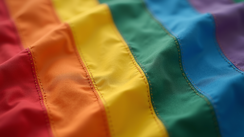 Close-up view of vintage rainbow flag fabric