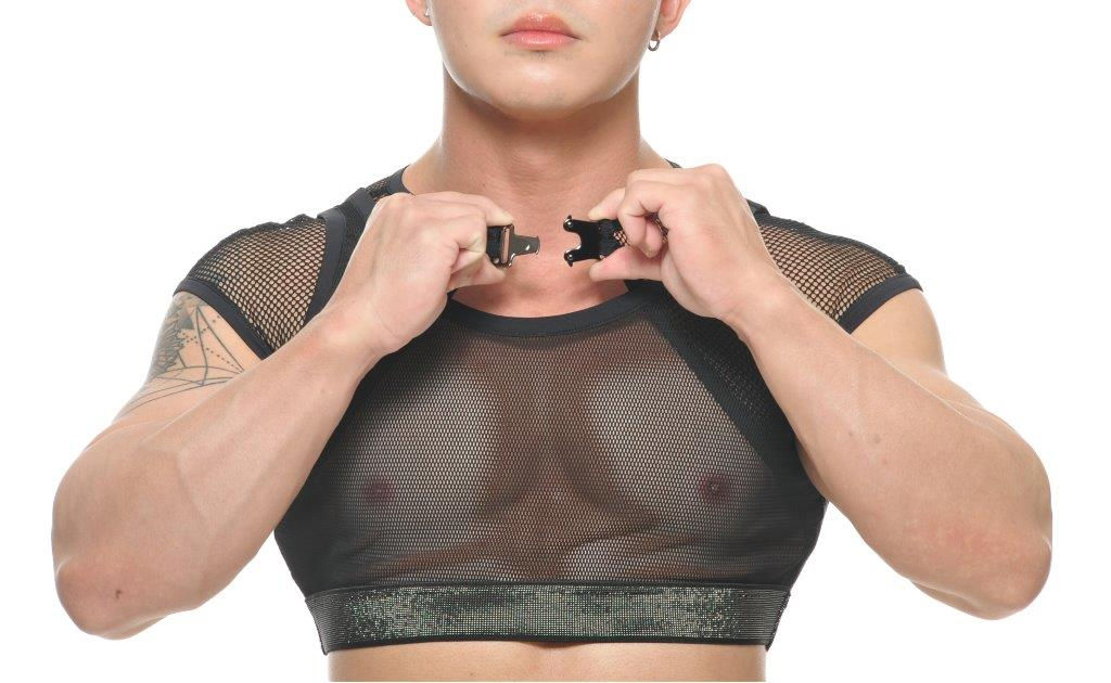 mesh black party crop top