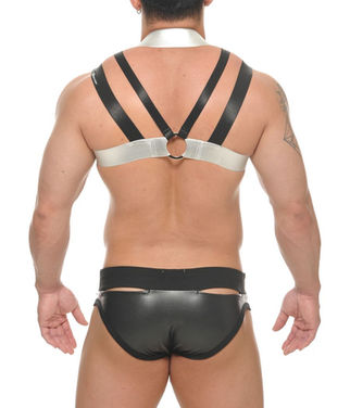 men silver party chest harness