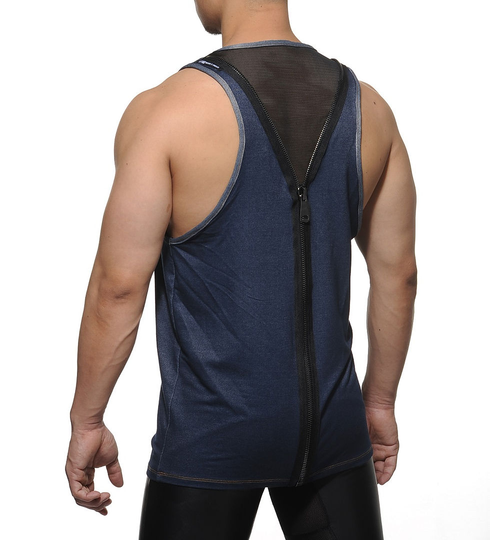 Muscle Party Top in Denim Blue