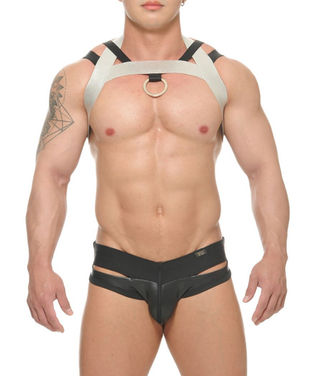 men silver party chest harness
