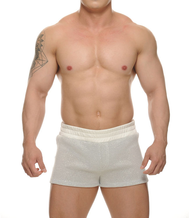 Shine Silver White Party Shorts