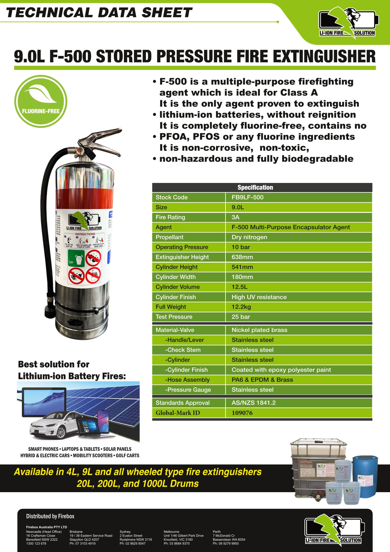 F500 9L FIRE EXTINGUISHER