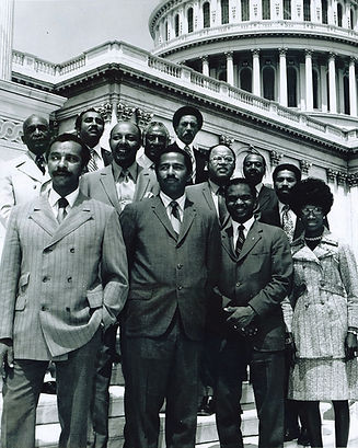 Founding Members of the CBC:
Left to Right: (first row) Rep. Parren Mitchell, Rep. John Conyers Jr., Del. Walter Fauntroy, Rep. Shirley Chisholm (second row) Rep. Louis Stokes, Rep. Charles Diggs Jr., Rep. William Clay Sr. (third row) Rep. Robert Nix, Rep. Charles Rangel, Rep. Ralph Metcalfe, Rep. Ronald Dellums, Rep. George Collins
​
Source: Congressional Black Caucus.