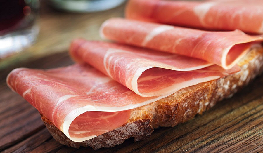 Serrano ham served on rustic bread