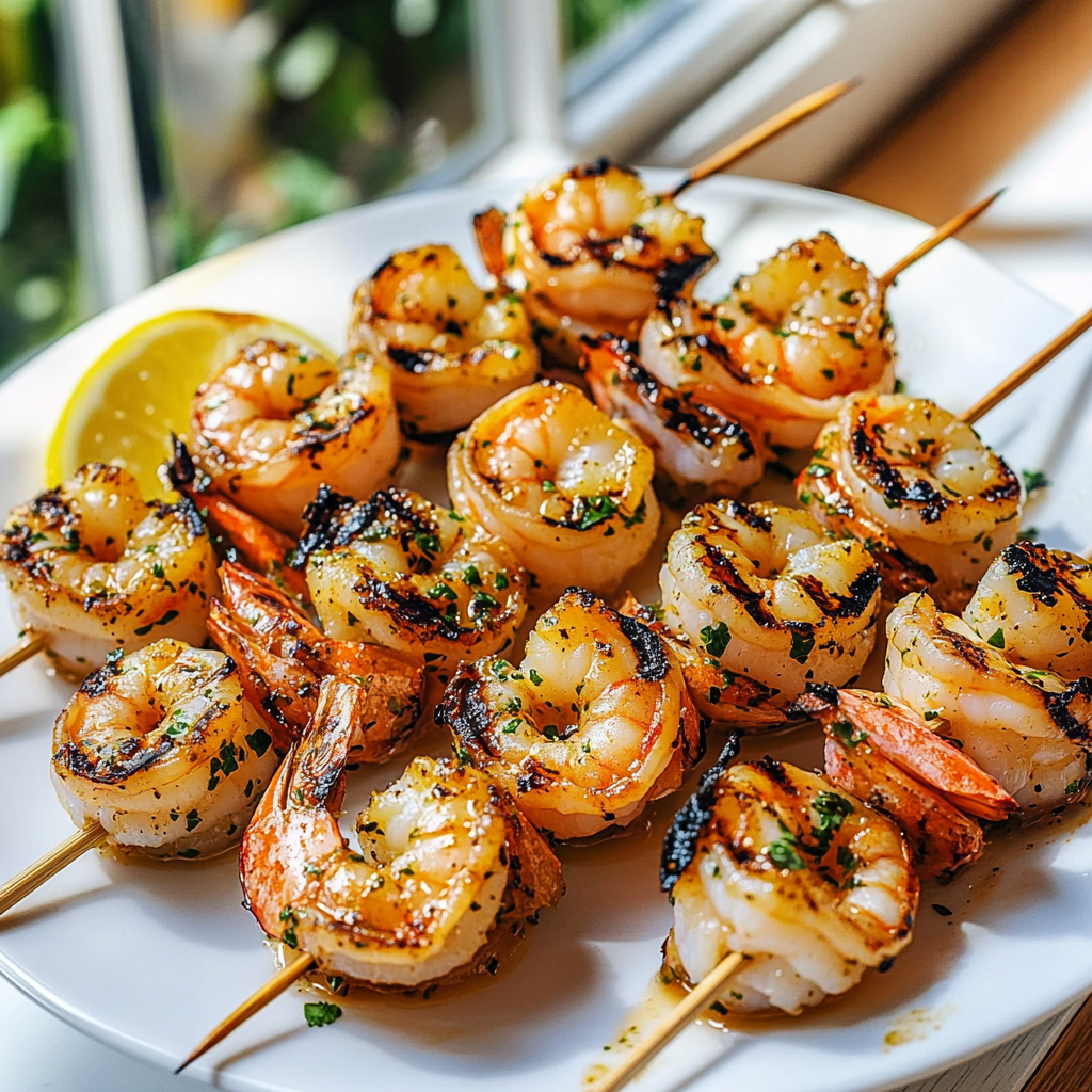 Grilled Mediterranean prawns with lemon and herbs
