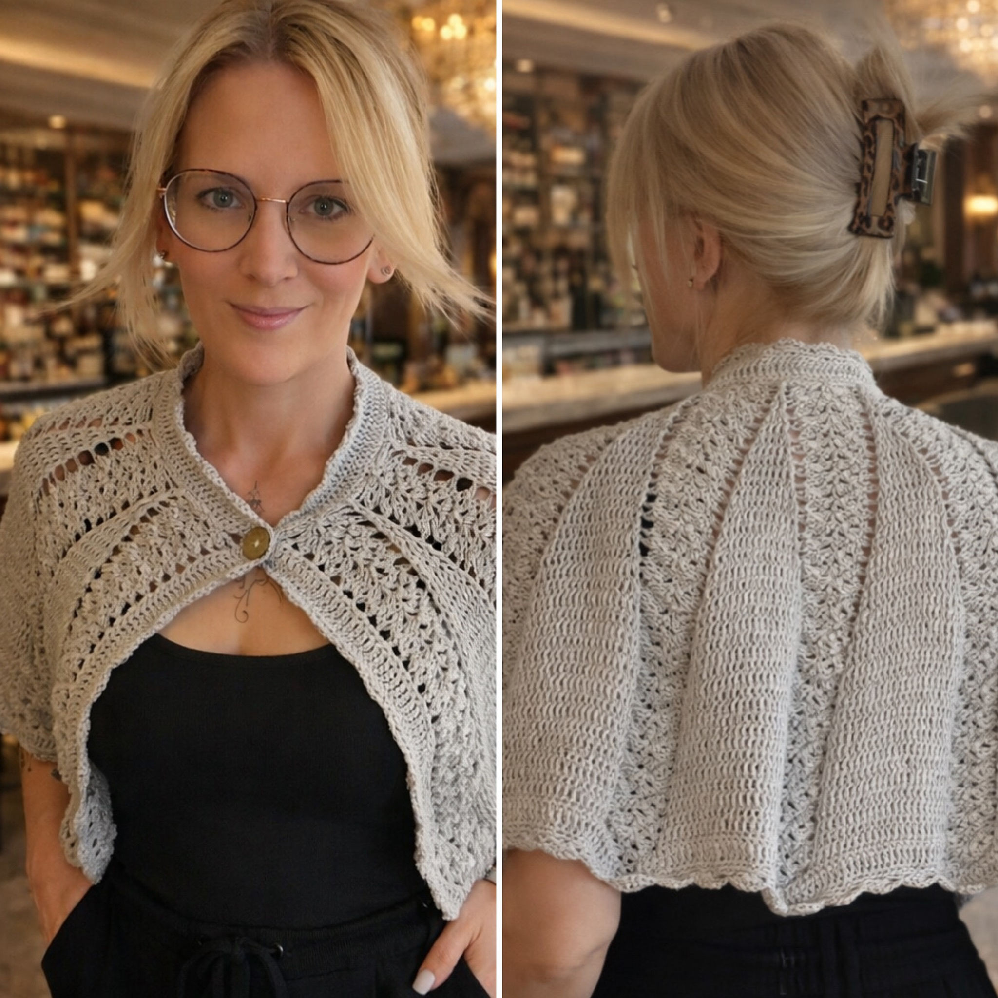 Häkelset Edler Bolero "Silberschimmer"