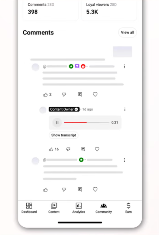 youtube voice replies