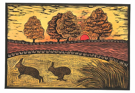 Hares at Sunset