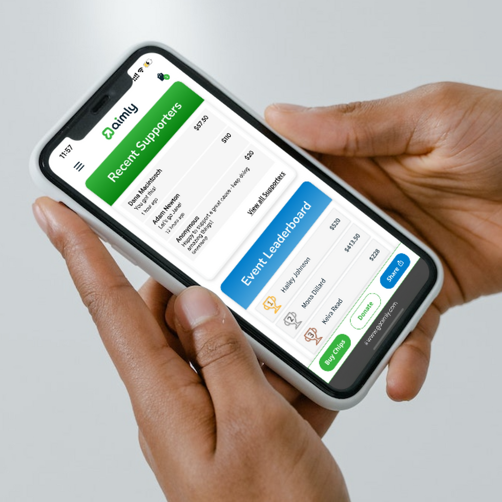 Aimly online fundraising leaderboard and donor board
