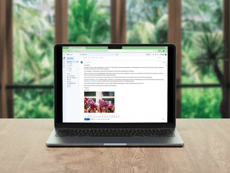 cheer email template for fundraisers