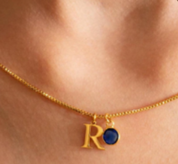 Collier Initiale & Saphir