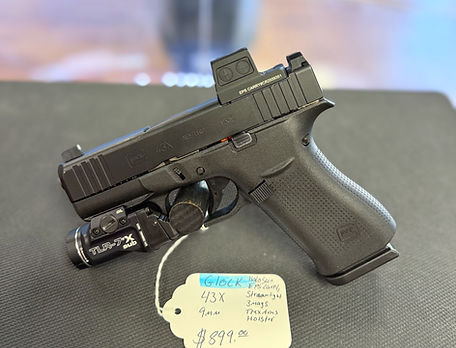 GLOCK 43X W/Holosun EPS Carry, Stramlight, 3 Mags, Holster 9mm $899