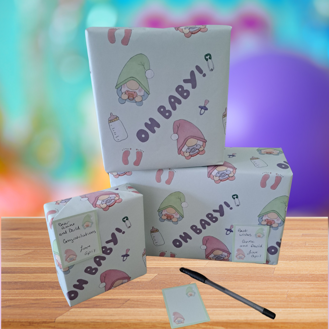 baby gonk gnome wrapping paper