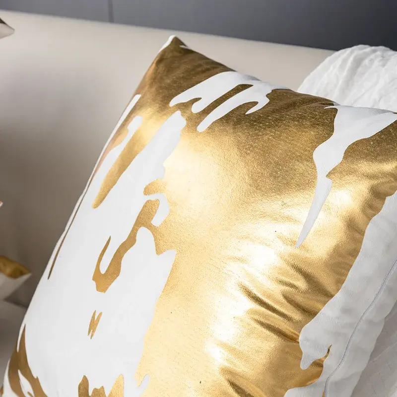 Thumbnail: Irregular Abstract Geometric Bronzing Soft Throw Pillow Cover Sofa Decor