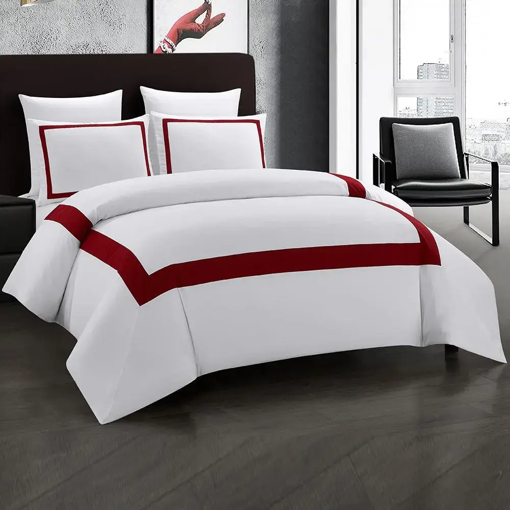 45Bedding Set Red Double Bed Luxury Stitching Comforter Bedding Sets Geometric