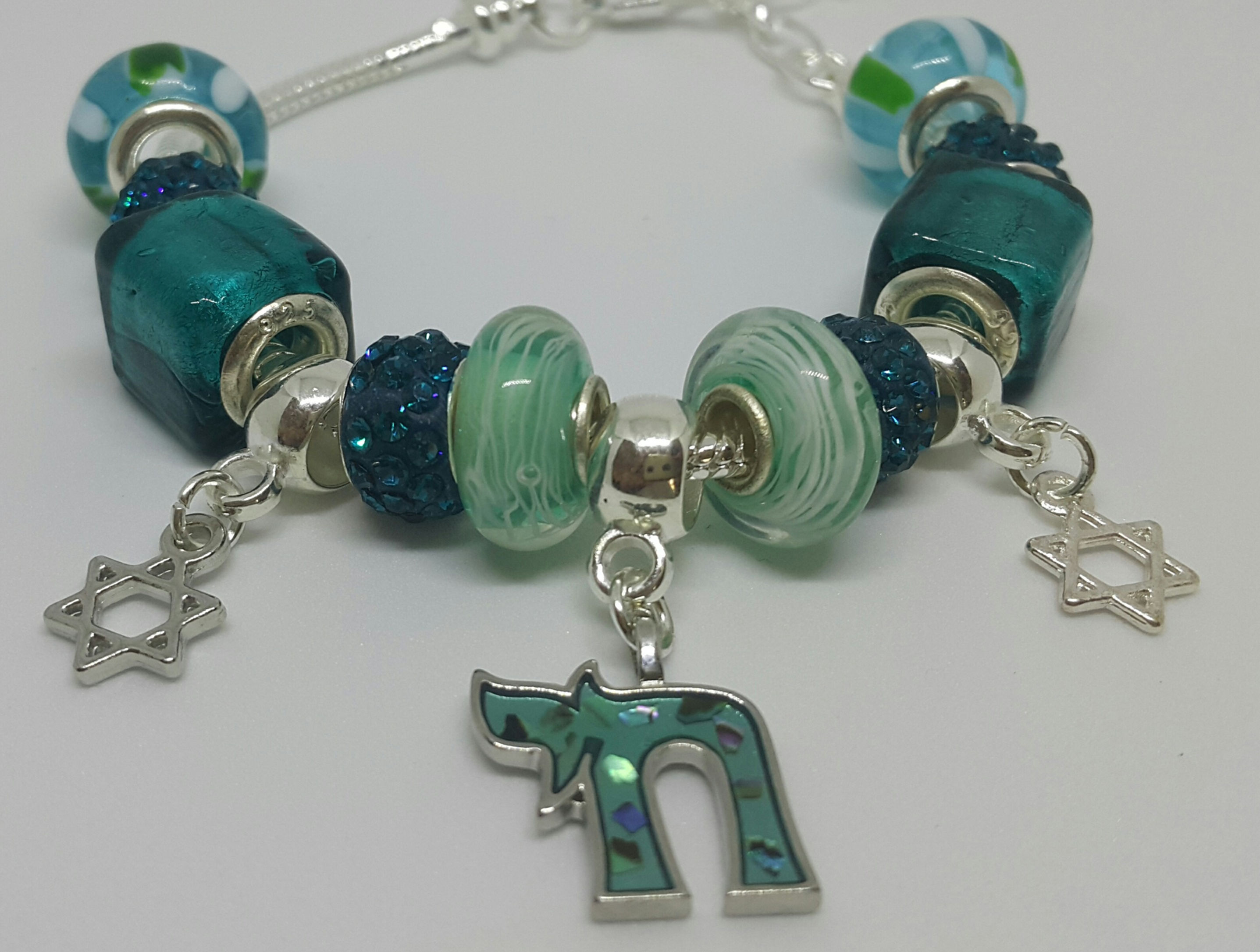 copy of Bracelet with beads - turquoise Chai and Star of David