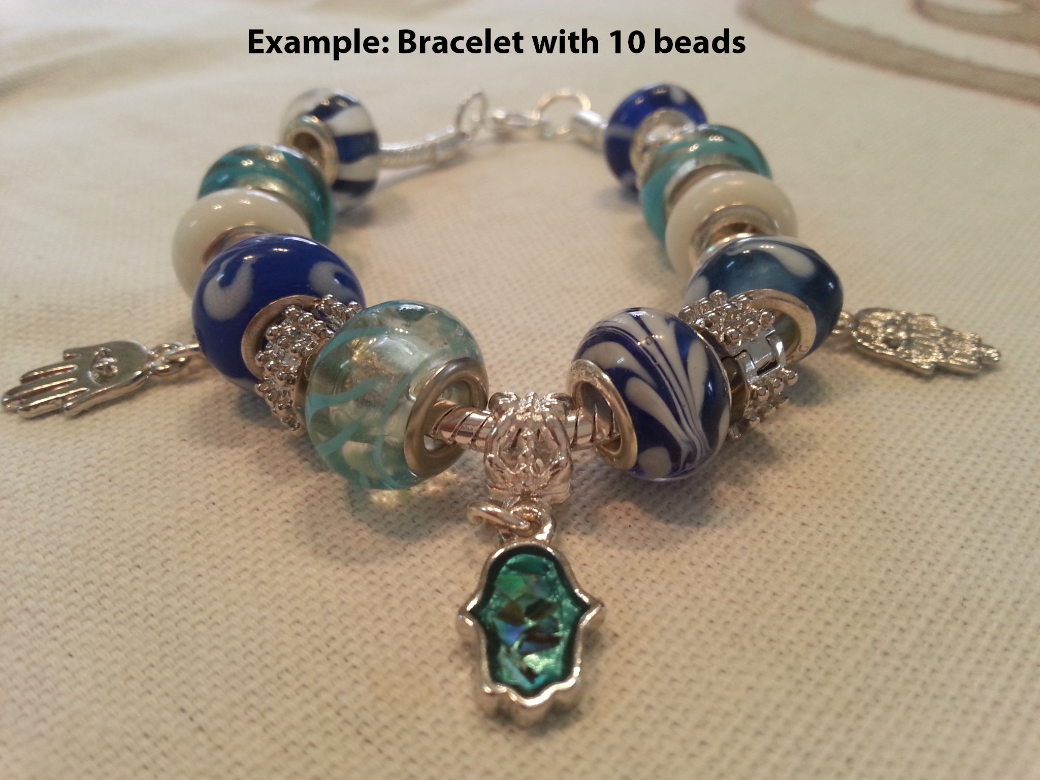 Morano beads with turquoise Hamsah