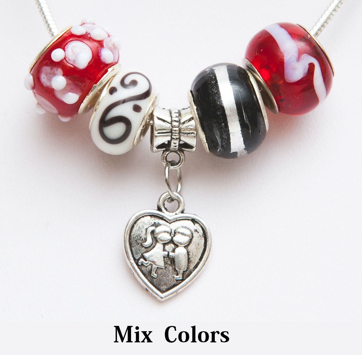 Beads necklace with heart with kids