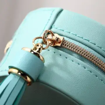 Thumbnail: Tassel Round Zipper Earring Jewelry blue