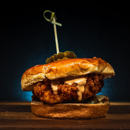 Fried chicken slider with sauce for event catering