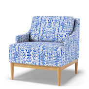Fabric design Botanical Blue pattern for reupholstering chairs